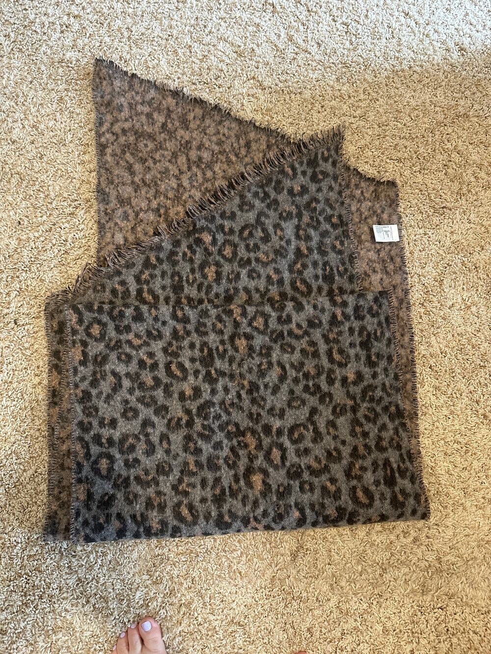 American Eagle Gray Leopard Blanket Scarf NWOT